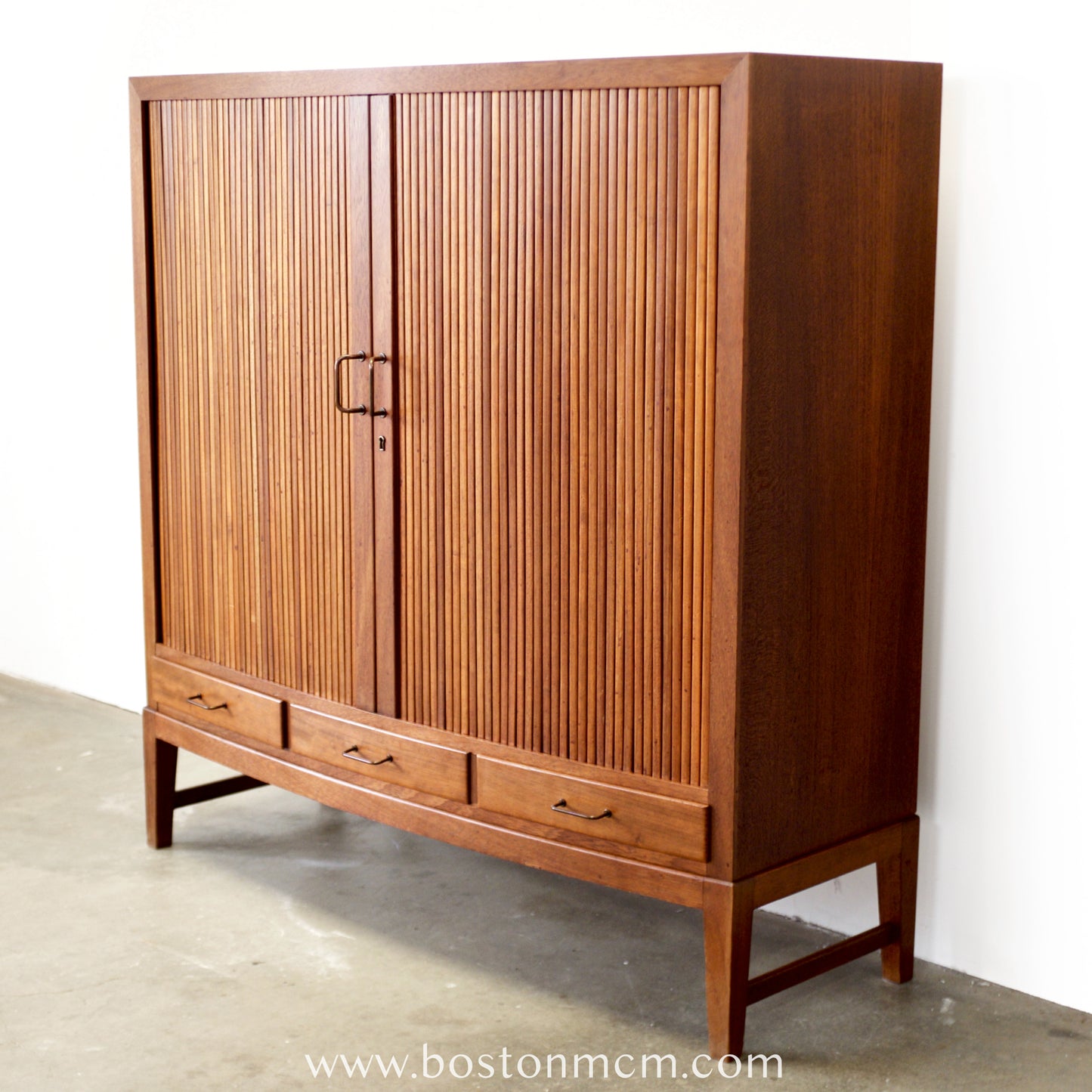 Danish Teak Tambour Door Cabinet / Storage Piece - #A2229