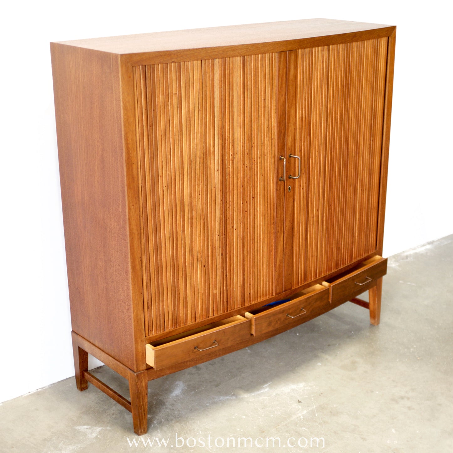 Danish Teak Tambour Door Cabinet / Storage Piece - #A2229