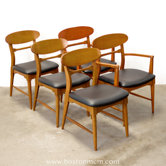 Lane “Copenhagen” Set of 5 Walnut Dining Chairs - #A1833