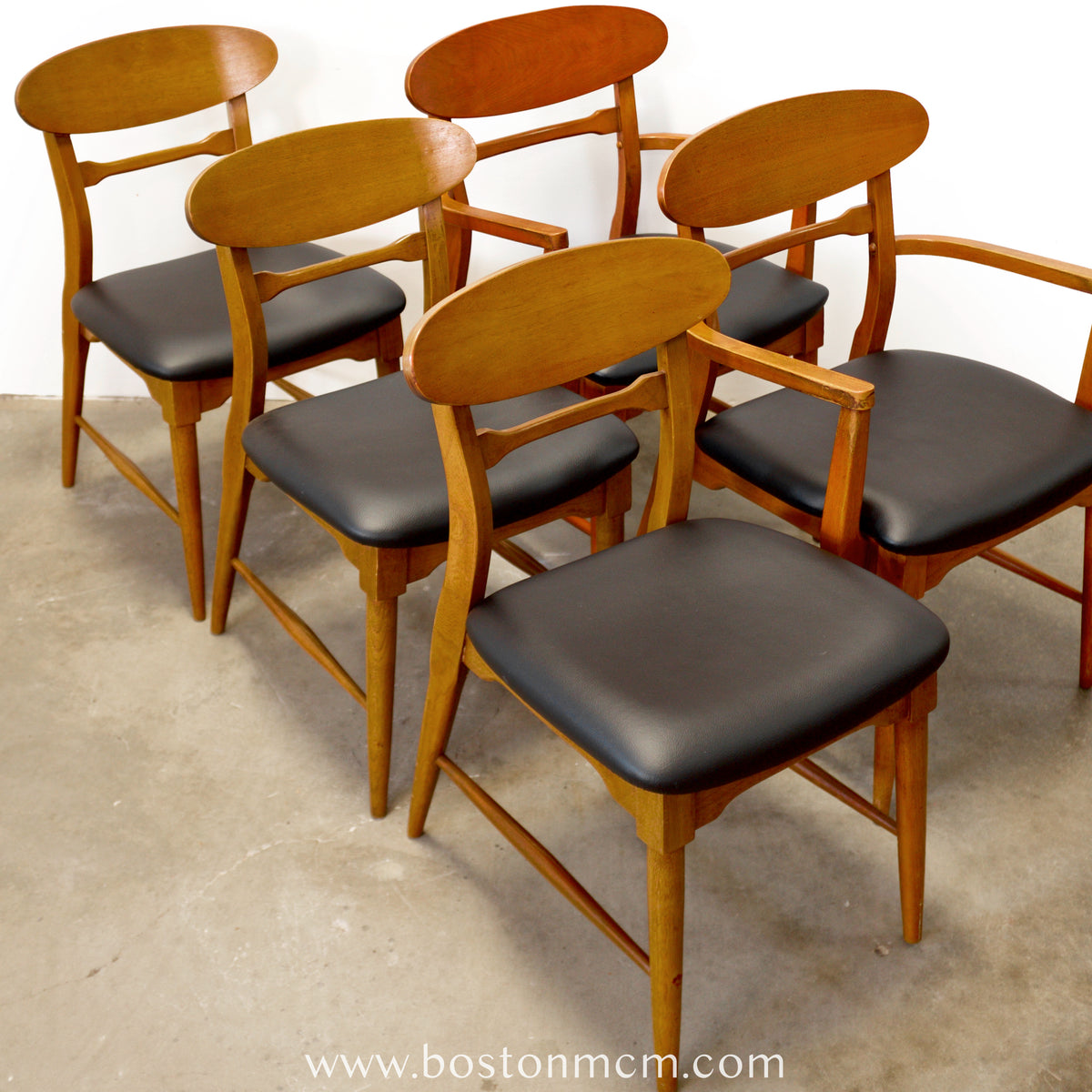 Lane “Copenhagen” Set of 5 Walnut Dining Chairs - #A1833