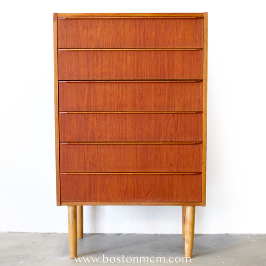Danish Teak Six Drawer Dresser - #A2215