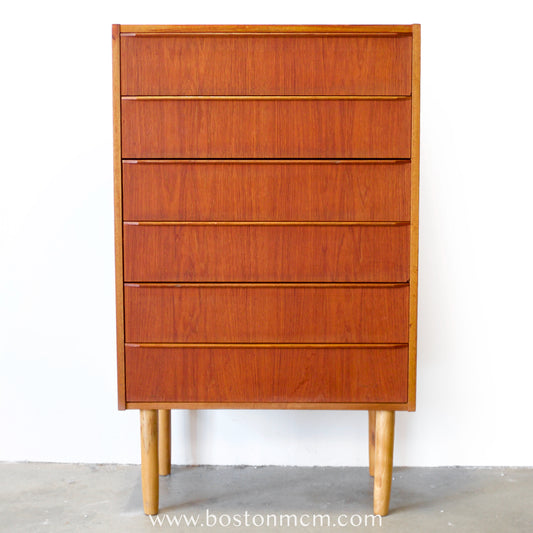 Danish Teak Six Drawer Dresser - #A2215