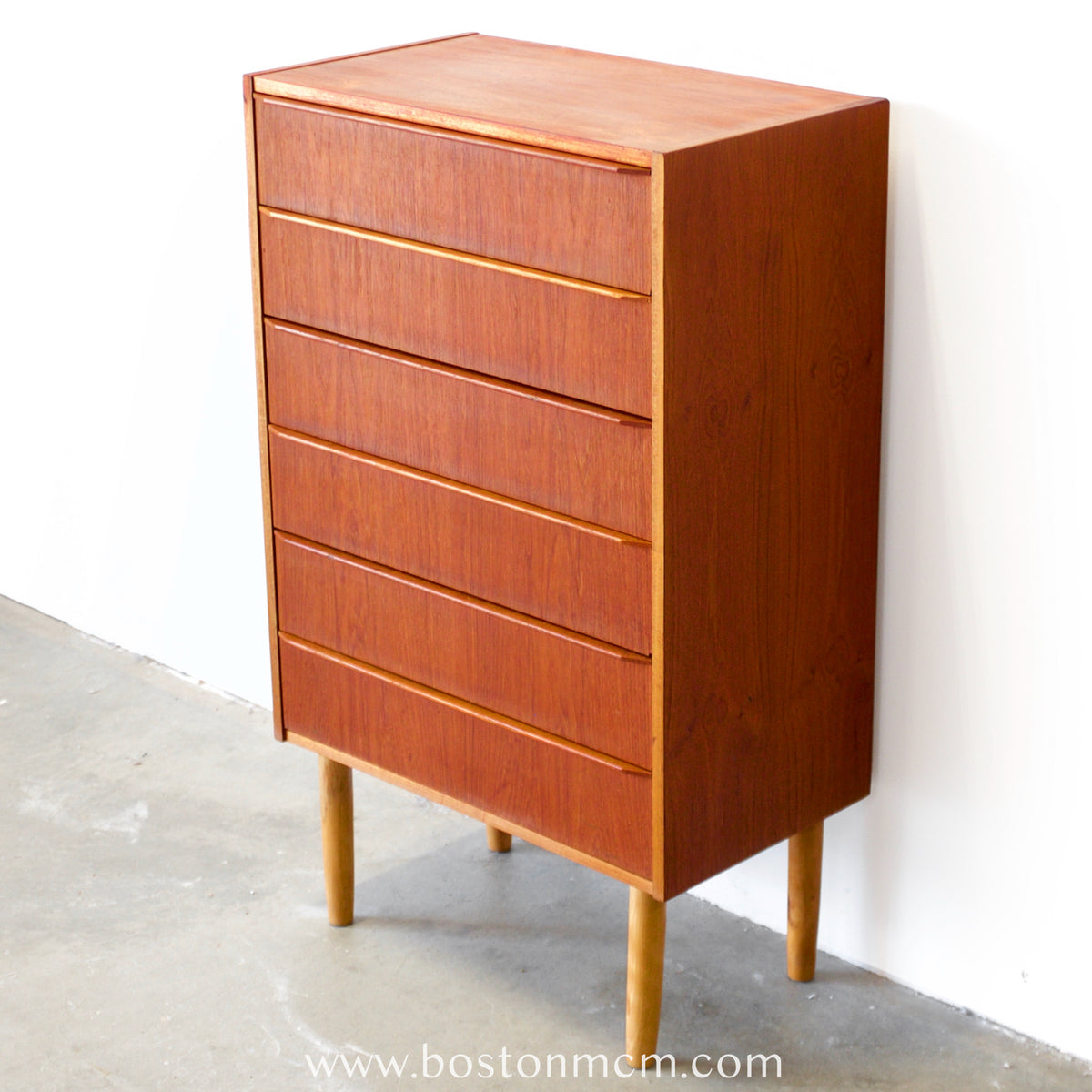 Danish Teak Six Drawer Dresser - #A2215