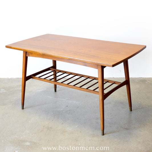 Danish Teak Petite Coffee Table or Side Table with Slatted Lower Shelf - #A2225