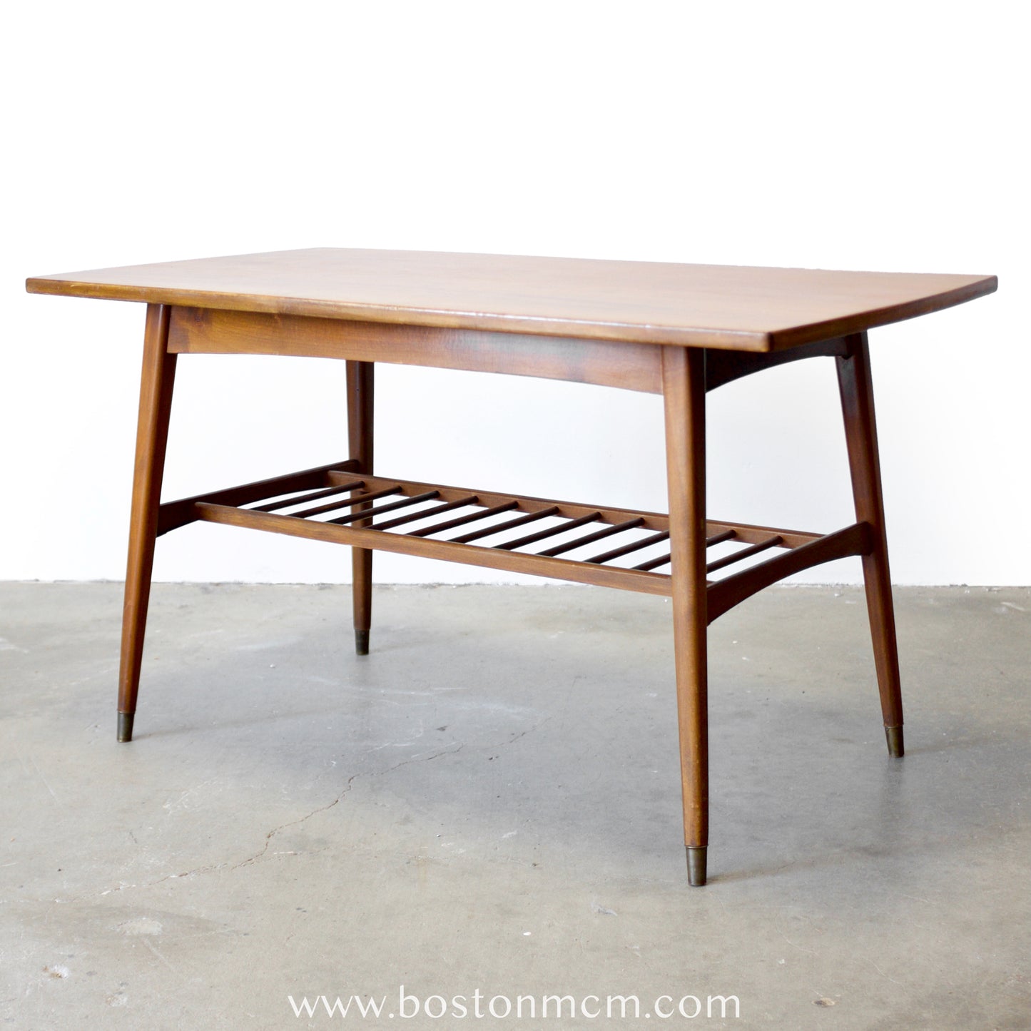 Danish Teak Petite Coffee Table or Side Table with Slatted Lower Shelf - #A2225