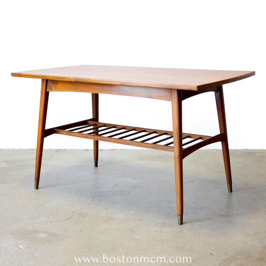Danish Teak Petite Coffee Table or Side Table with Slatted Lower Shelf - #A2225