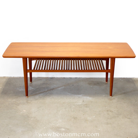 Danish Teak Coffee Table with Slatted Lower Shelf - #A1899