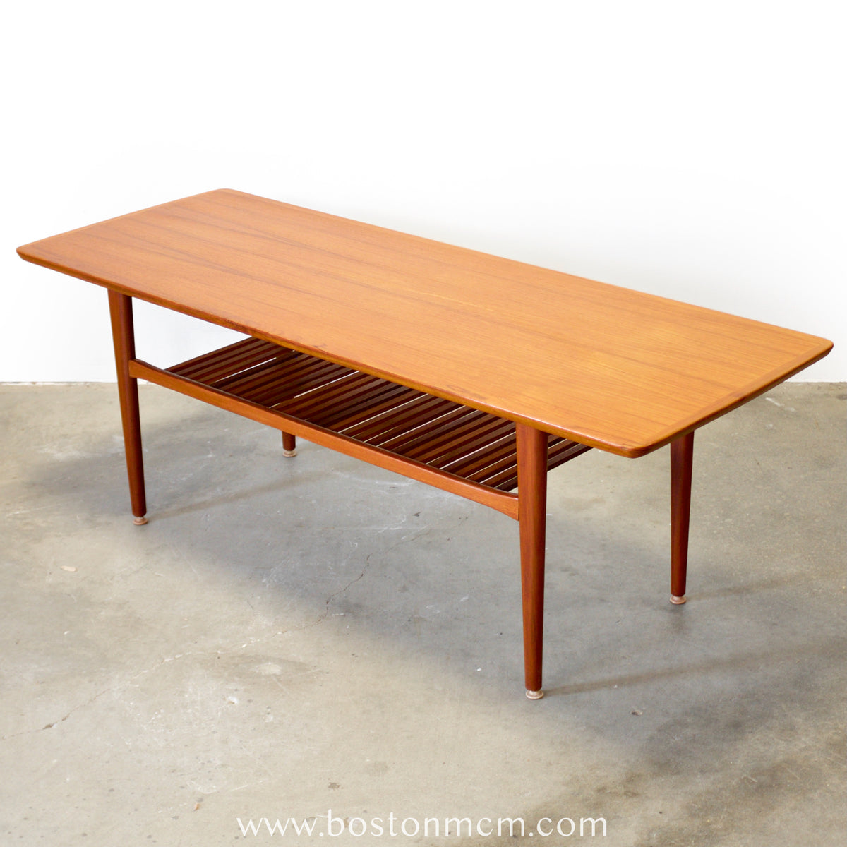 Danish Teak Coffee Table with Slatted Lower Shelf - #A1899