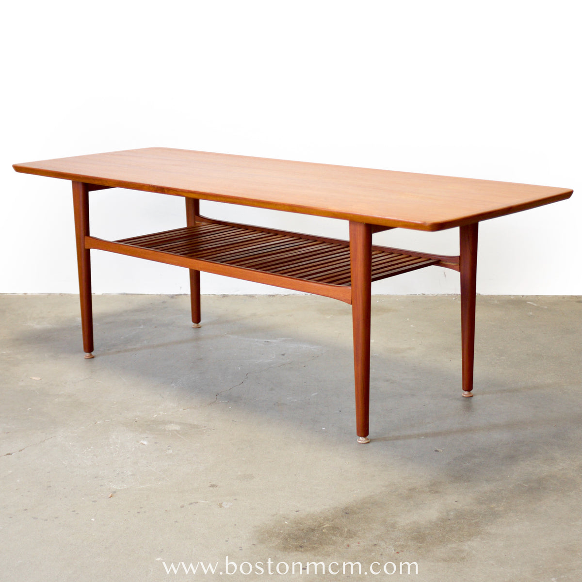 Danish Teak Coffee Table with Slatted Lower Shelf - #A1899
