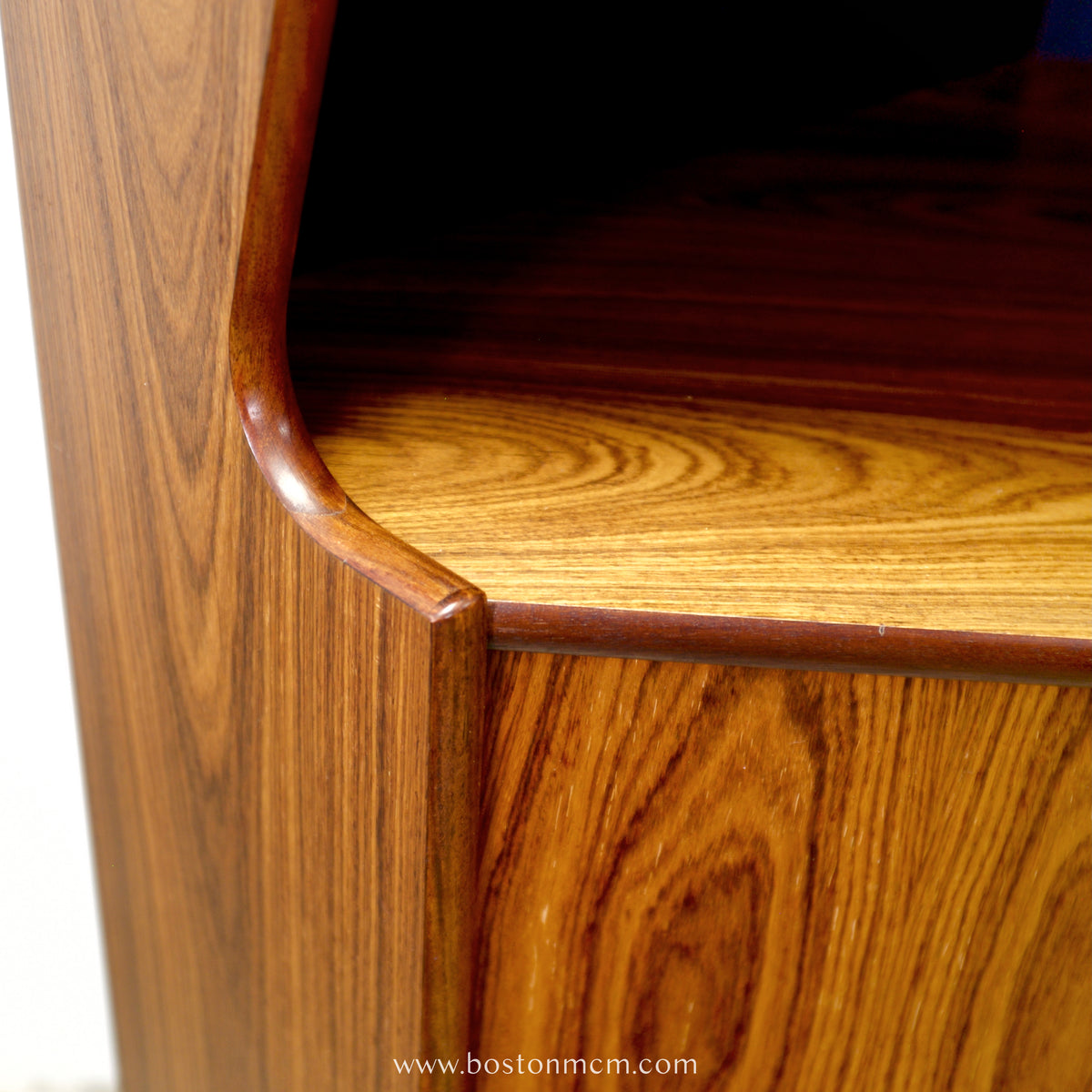 Danish Rosewood Corner Cabinet w/ Indigo Stained Glass Doors - #A1874
