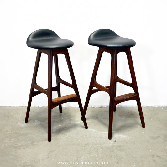 Oddense Maskinsnedkeri A/S Pair of Rosewood Model OD61 Stools Designed by Erik Buch - #A1837