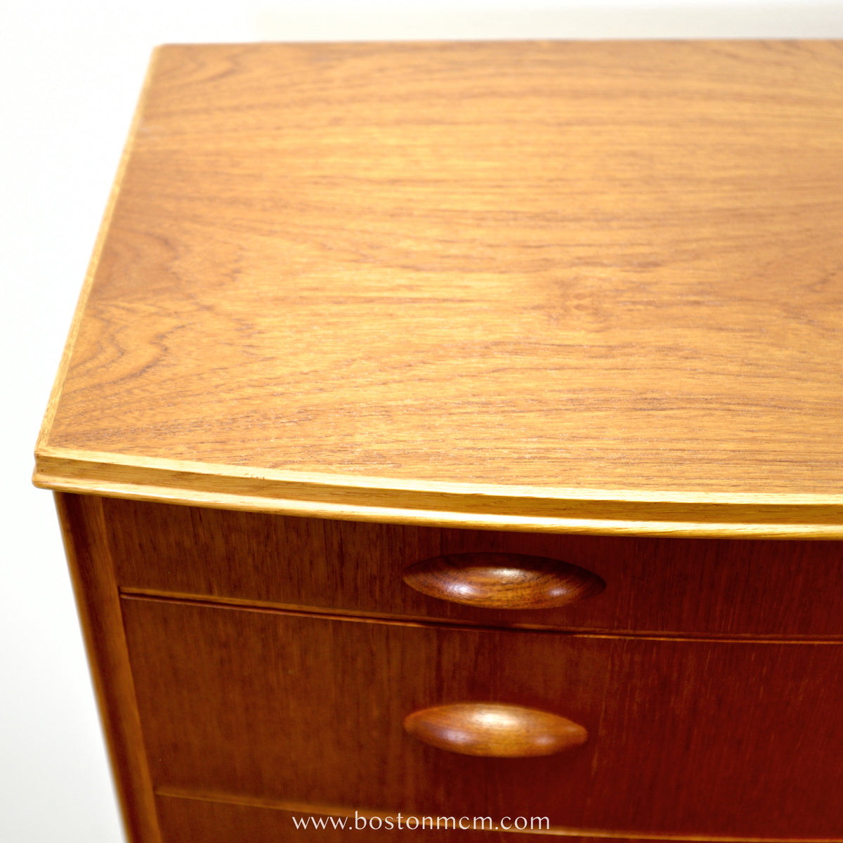 Danish Teak 8 Drawer Tall Dresser w/ Curved Front - #A1933