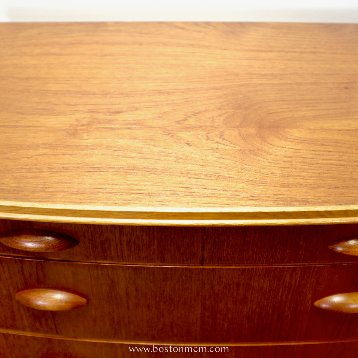 Danish Teak 8 Drawer Tall Dresser w/ Curved Front - #A1933