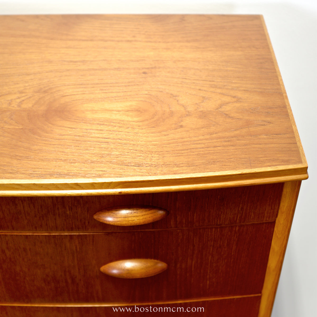 Danish Teak 8 Drawer Tall Dresser w/ Curved Front - #A1933