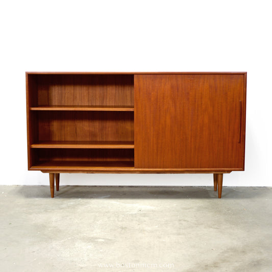 Teak Bookcase w/ Sliding Door, Tentatively ID’d as by WK Möbel - #A1870