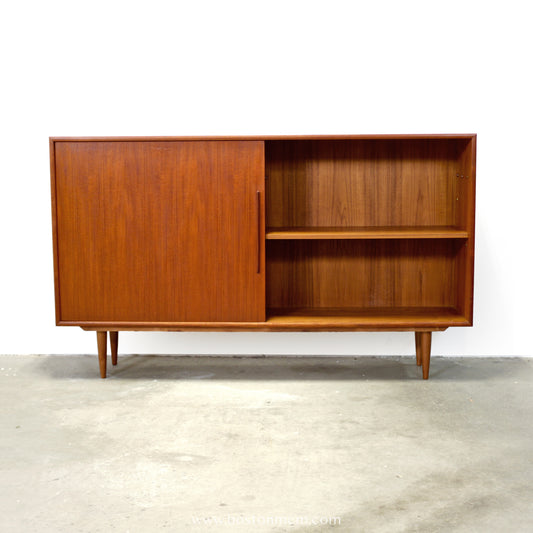 Teak Bookcase w/ Sliding Door, Tentatively ID’d as by WK Möbel - #A1870
