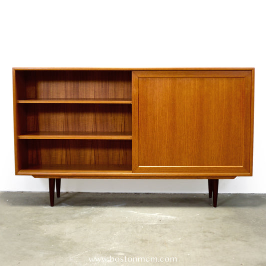 Teak Bookcase w/ Sliding Door, Tentatively ID’d as by WK Möbel - #A1934