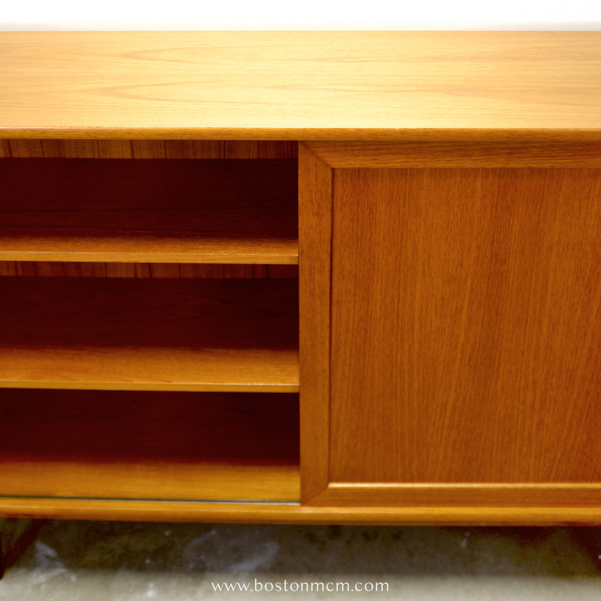 Teak Bookcase w/ Sliding Door, Tentatively ID’d as by WK Möbel - #A1934