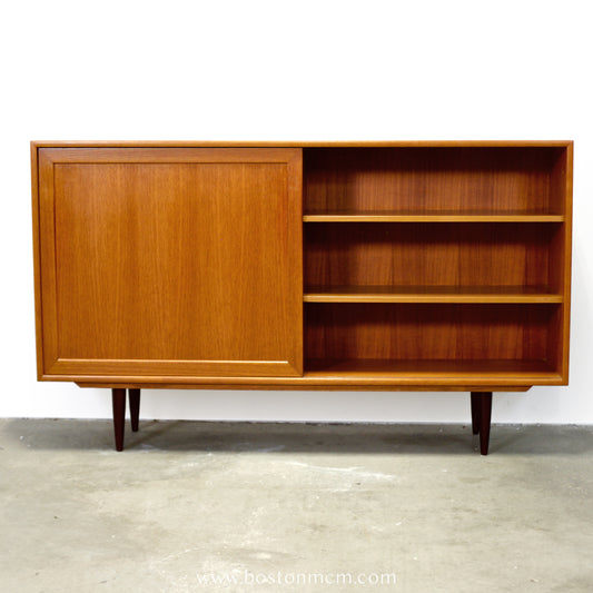 Teak Bookcase w/ Sliding Door, Tentatively ID’d as by WK Möbel - #A1934