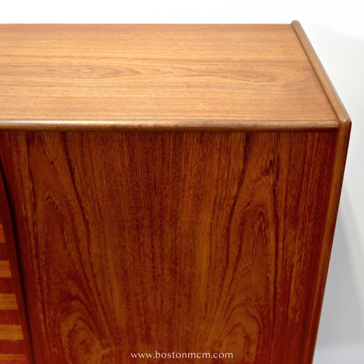 Danish Teak Tall Sideboard  / Highboard with Inlaid Veneer Design - #A1639