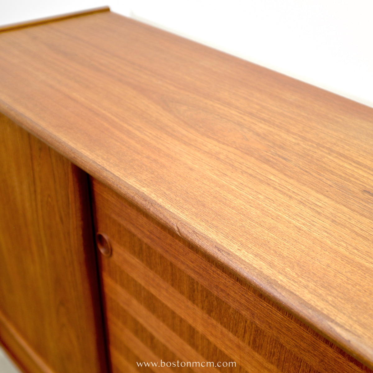 Danish Teak Tall Sideboard  / Highboard with Inlaid Veneer Design - #A1639