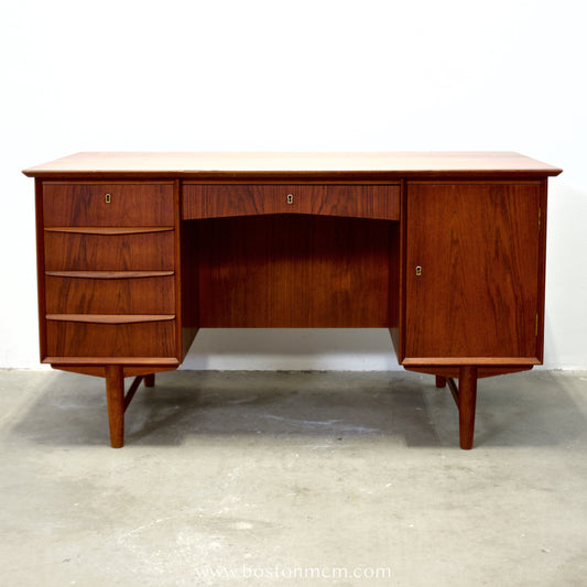 Danish Teak Executive Desk w/ Rear Shelving - #A1545