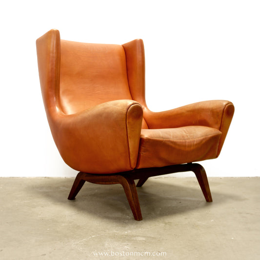 Søren Willadsen Leather & Rosewood Model No.110 Armchair Designed by Illum Wikkelsø - #A2149