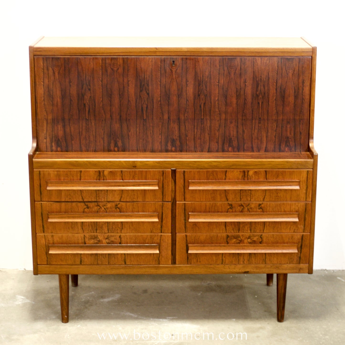 Klim Møbelfabrik Rosewood Secretary Desk with Hidden Shelf Designed by Erling Torvits -