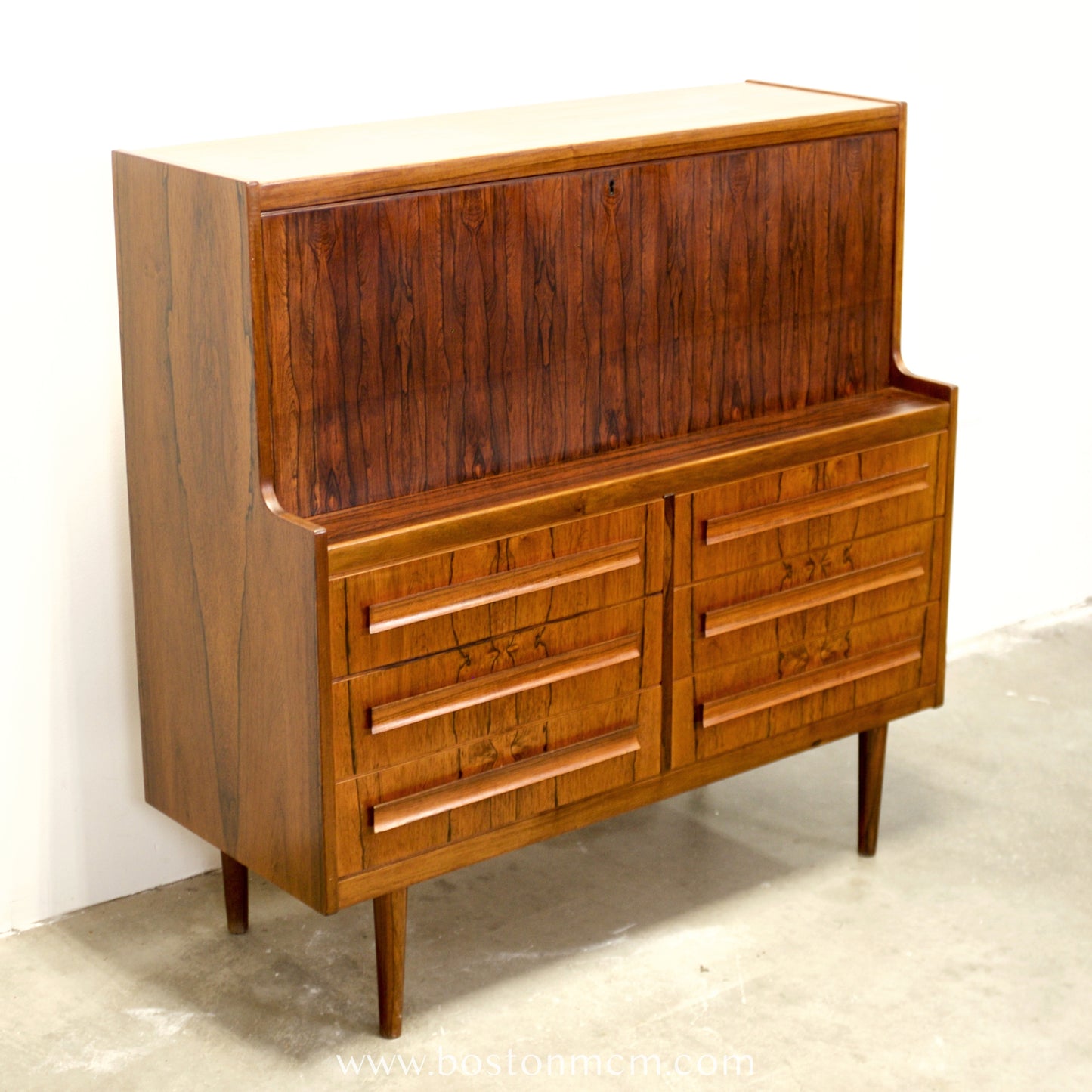Klim Møbelfabrik Rosewood Secretary Desk with Hidden Shelf Designed by Erling Torvits -
