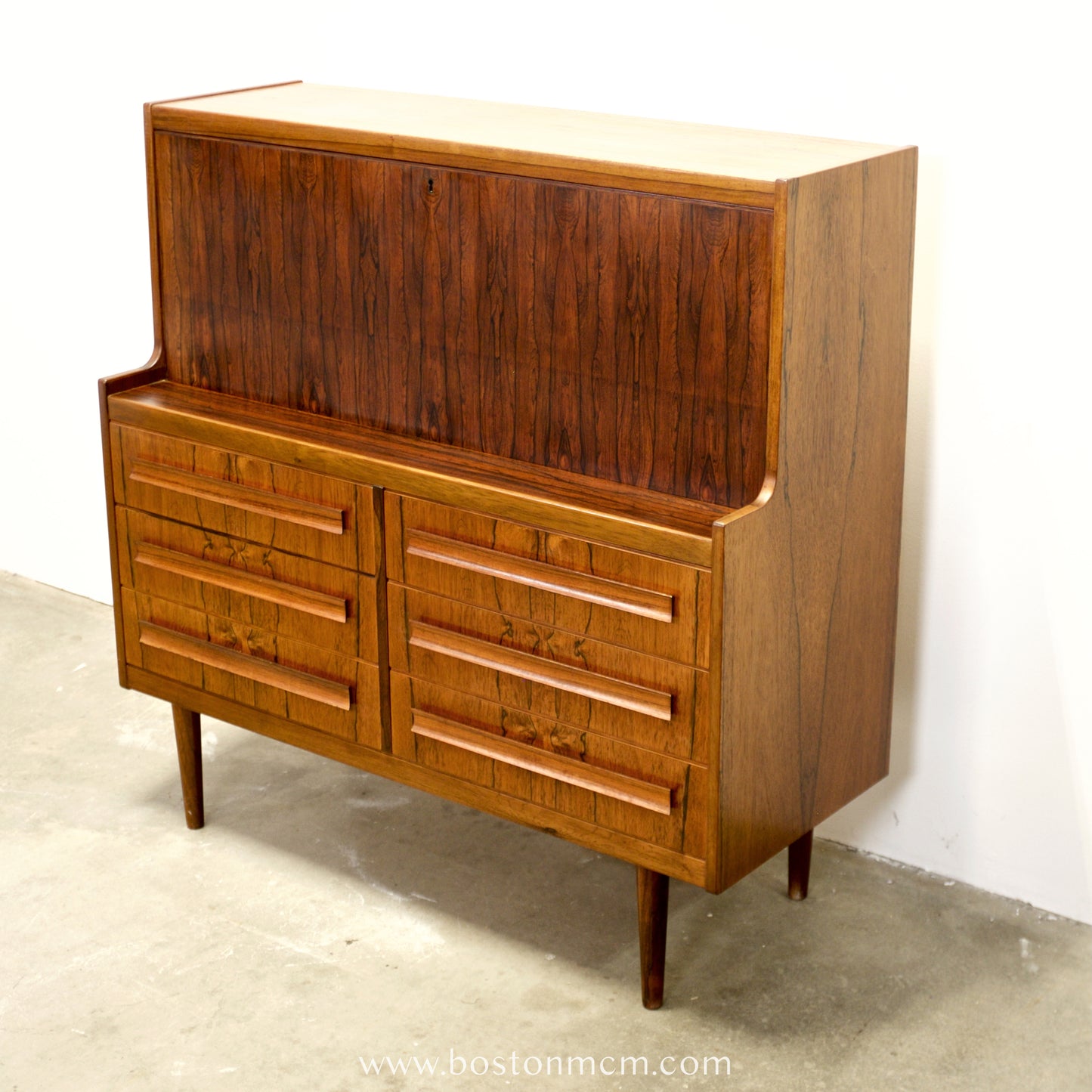 Klim Møbelfabrik Rosewood Secretary Desk with Hidden Shelf Designed by Erling Torvits -