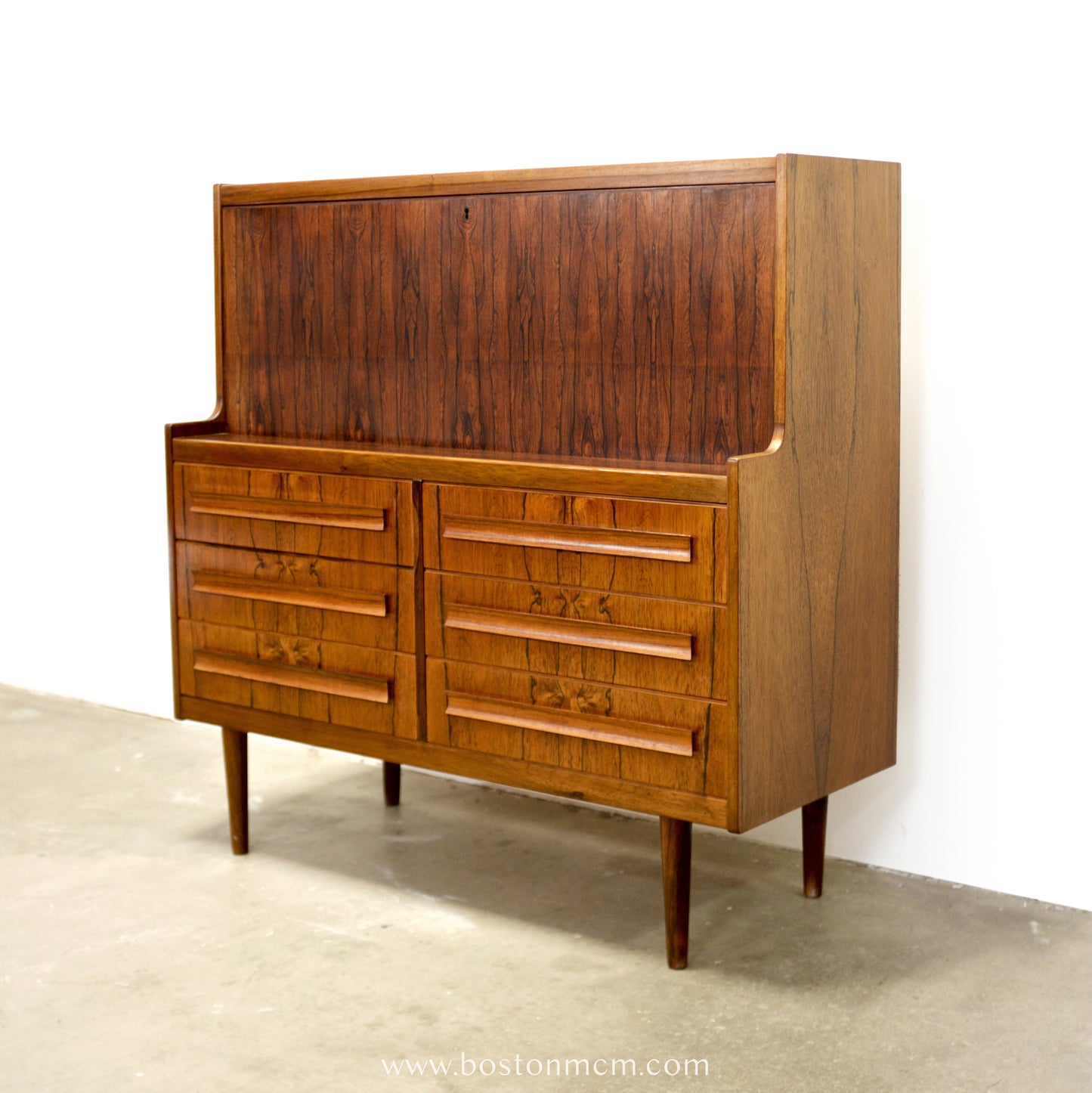 Klim Møbelfabrik Rosewood Secretary Desk with Hidden Shelf Designed by Erling Torvits -