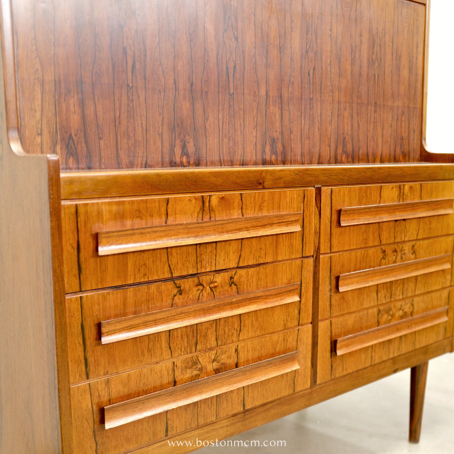 Klim Møbelfabrik Rosewood Secretary Desk with Hidden Shelf Designed by Erling Torvits -