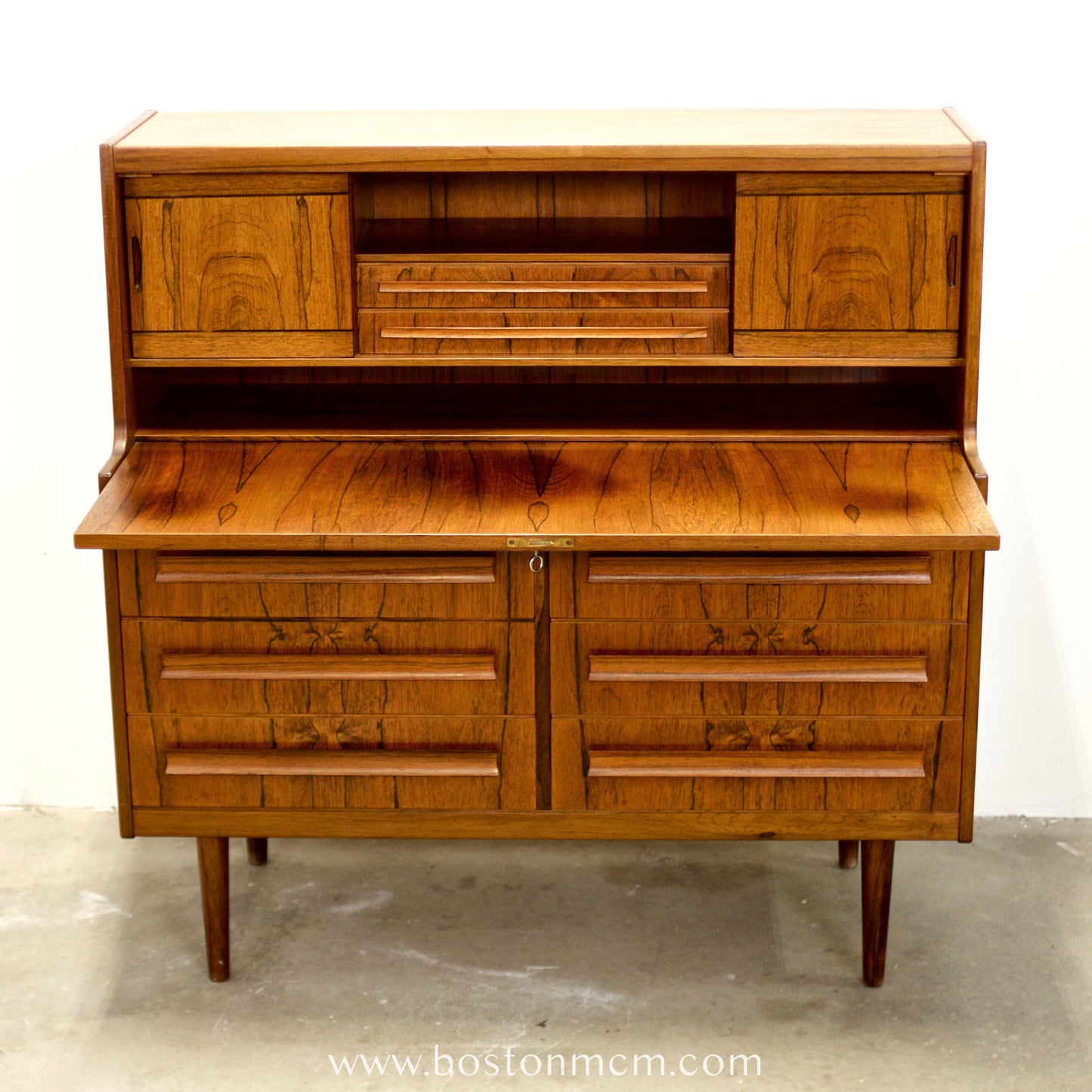 Klim Møbelfabrik Rosewood Secretary Desk with Hidden Shelf Designed by Erling Torvits -