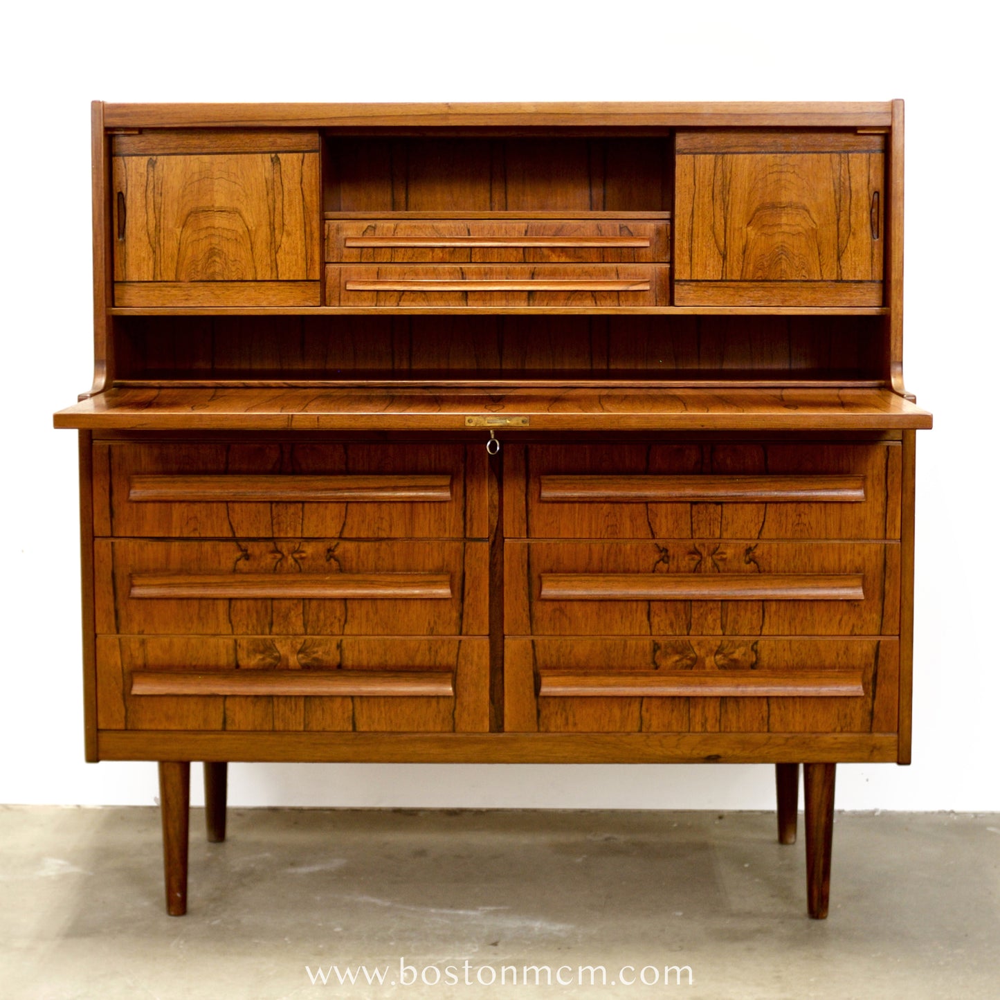 Klim Møbelfabrik Rosewood Secretary Desk with Hidden Shelf Designed by Erling Torvits -