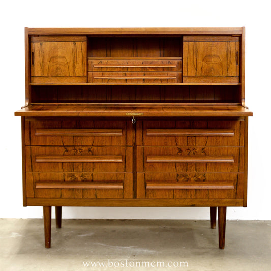 Klim Møbelfabrik Rosewood Secretary Desk with Hidden Shelf Designed by Erling Torvits -