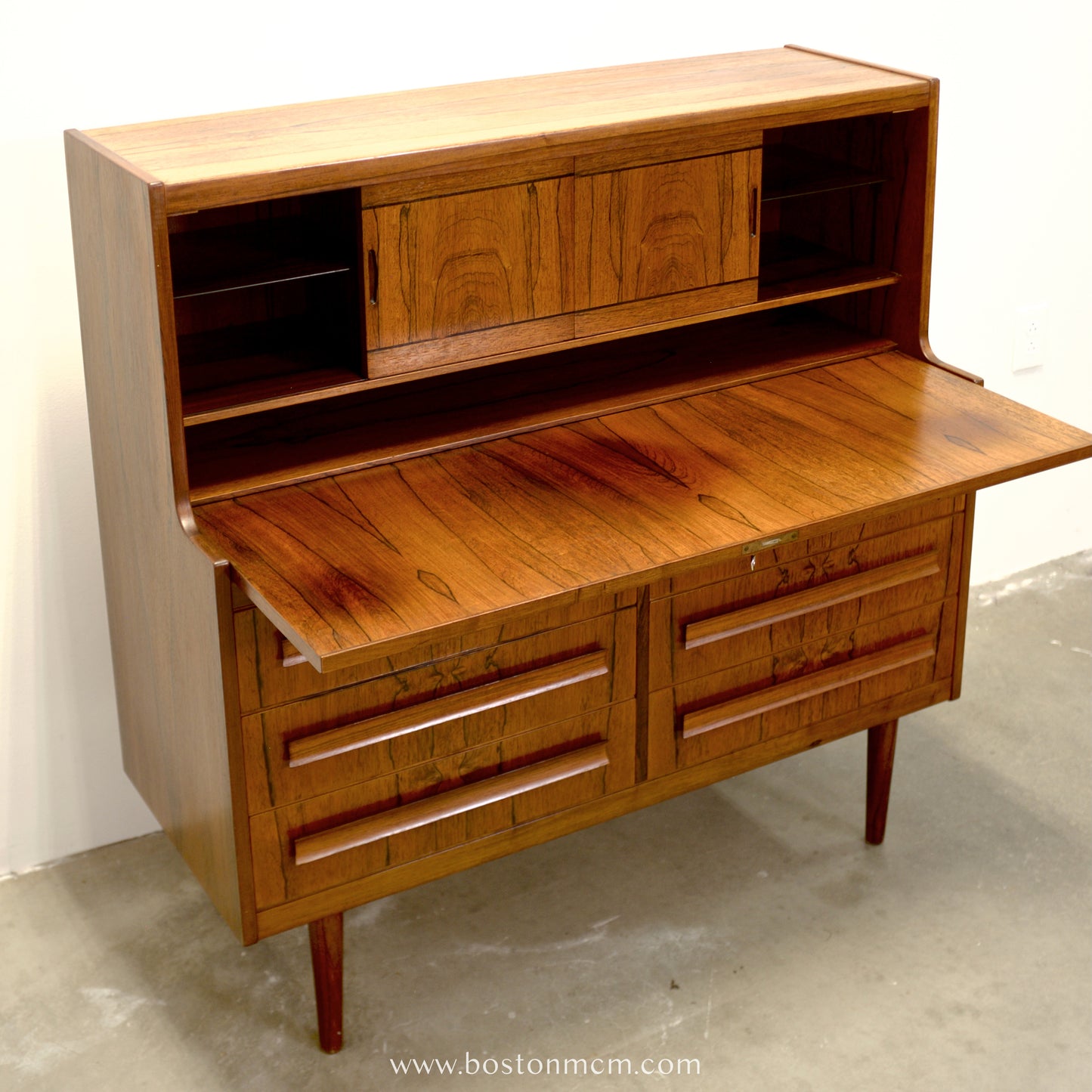 Klim Møbelfabrik Rosewood Secretary Desk with Hidden Shelf Designed by Erling Torvits -