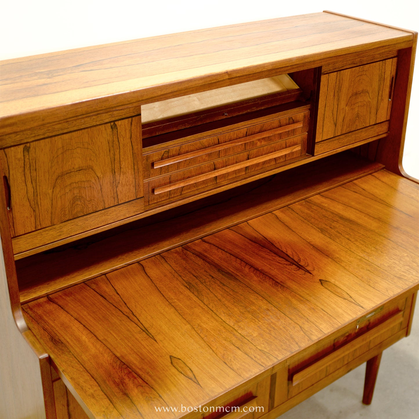 Klim Møbelfabrik Rosewood Secretary Desk with Hidden Shelf Designed by Erling Torvits -