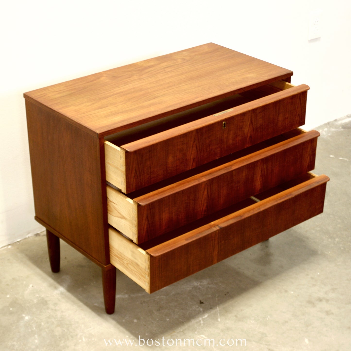 Danish Teak 3 Drawer Chest / Dresser - #A2174