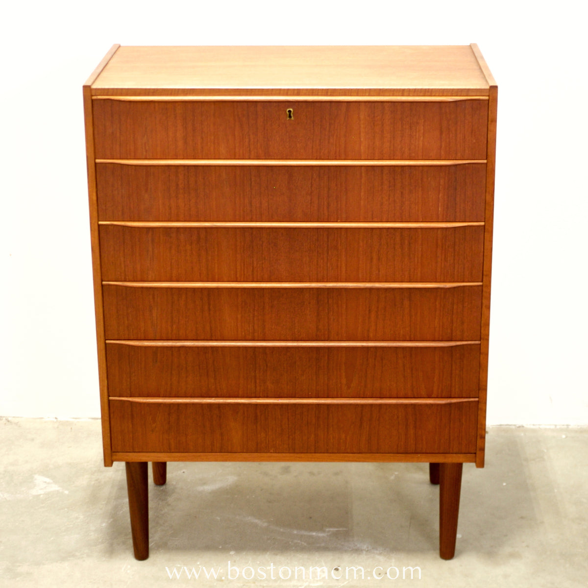 Danish Teak Six Drawer Dresser - #A1684