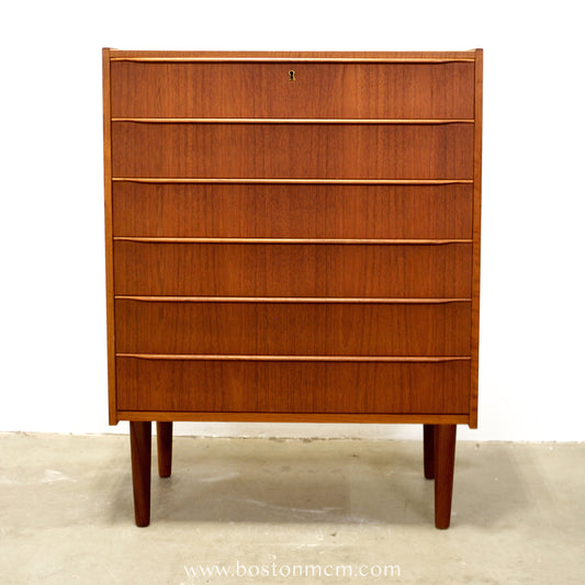 Danish Teak Six Drawer Dresser - #A1684