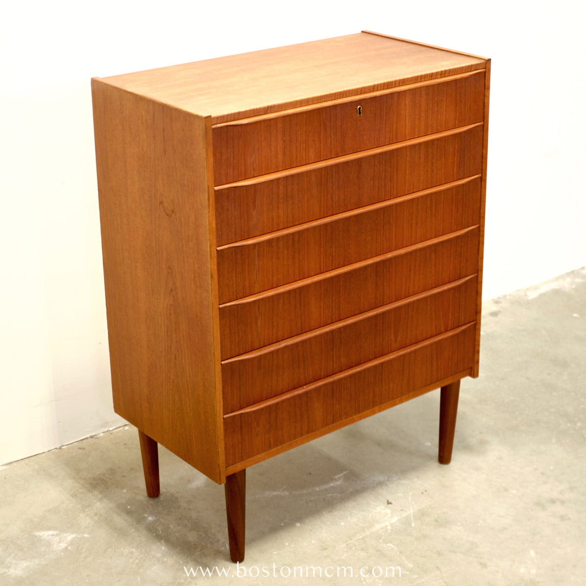 Danish Teak Six Drawer Dresser - #A1684