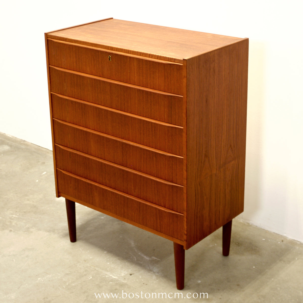 Danish Teak Six Drawer Dresser - #A1684