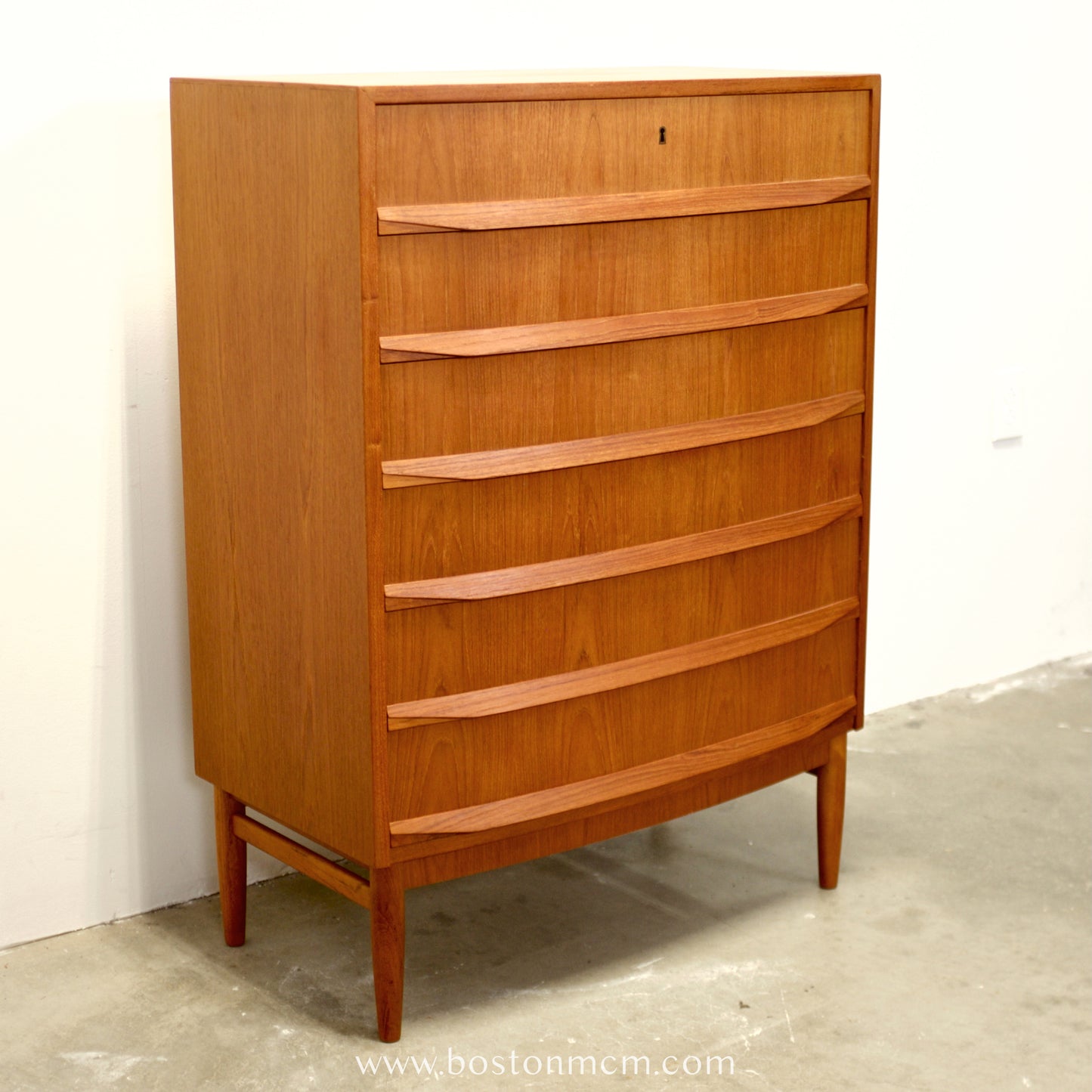 Danish Teak Bow Front Dresser - #A2111