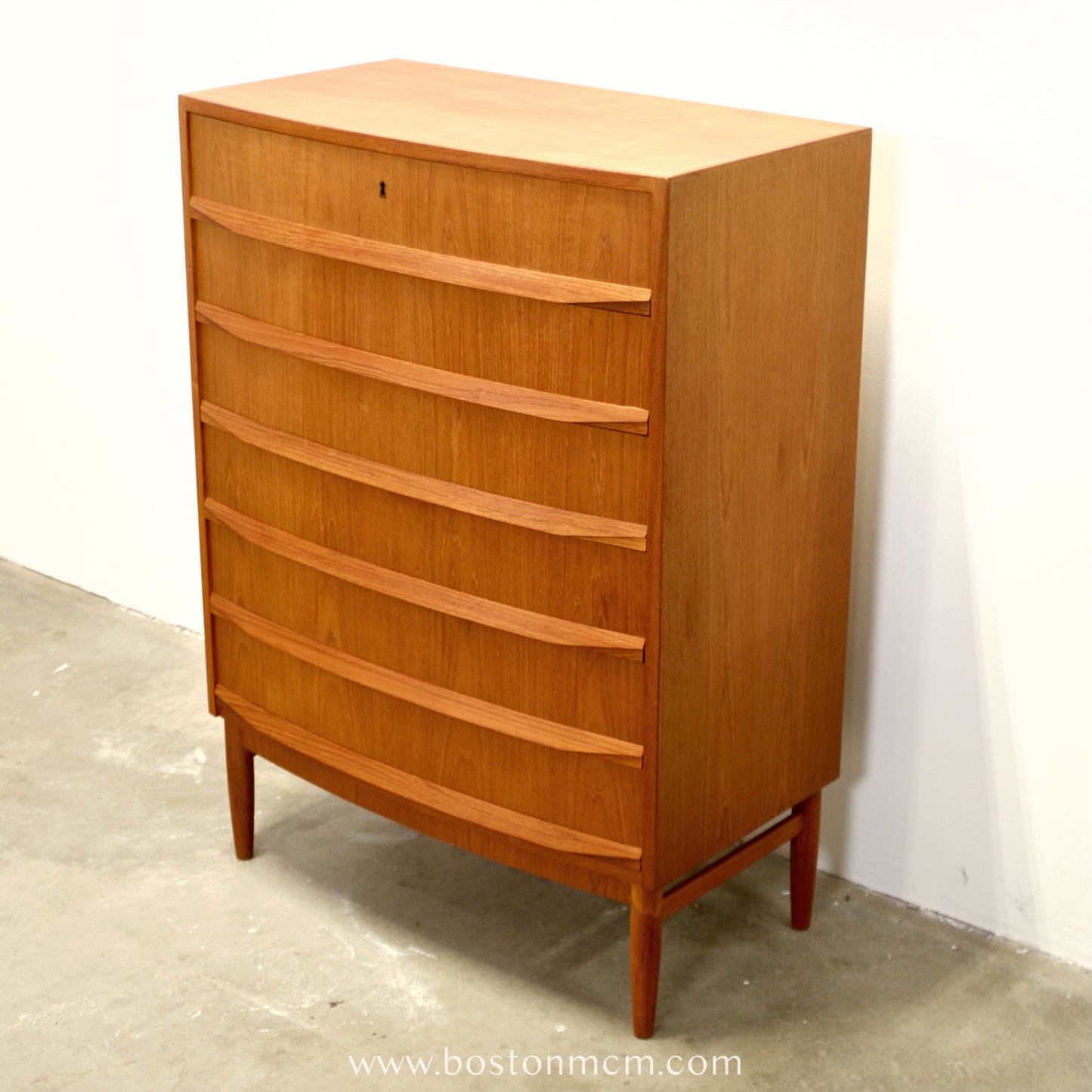 Danish Teak Bow Front Dresser - #A2111