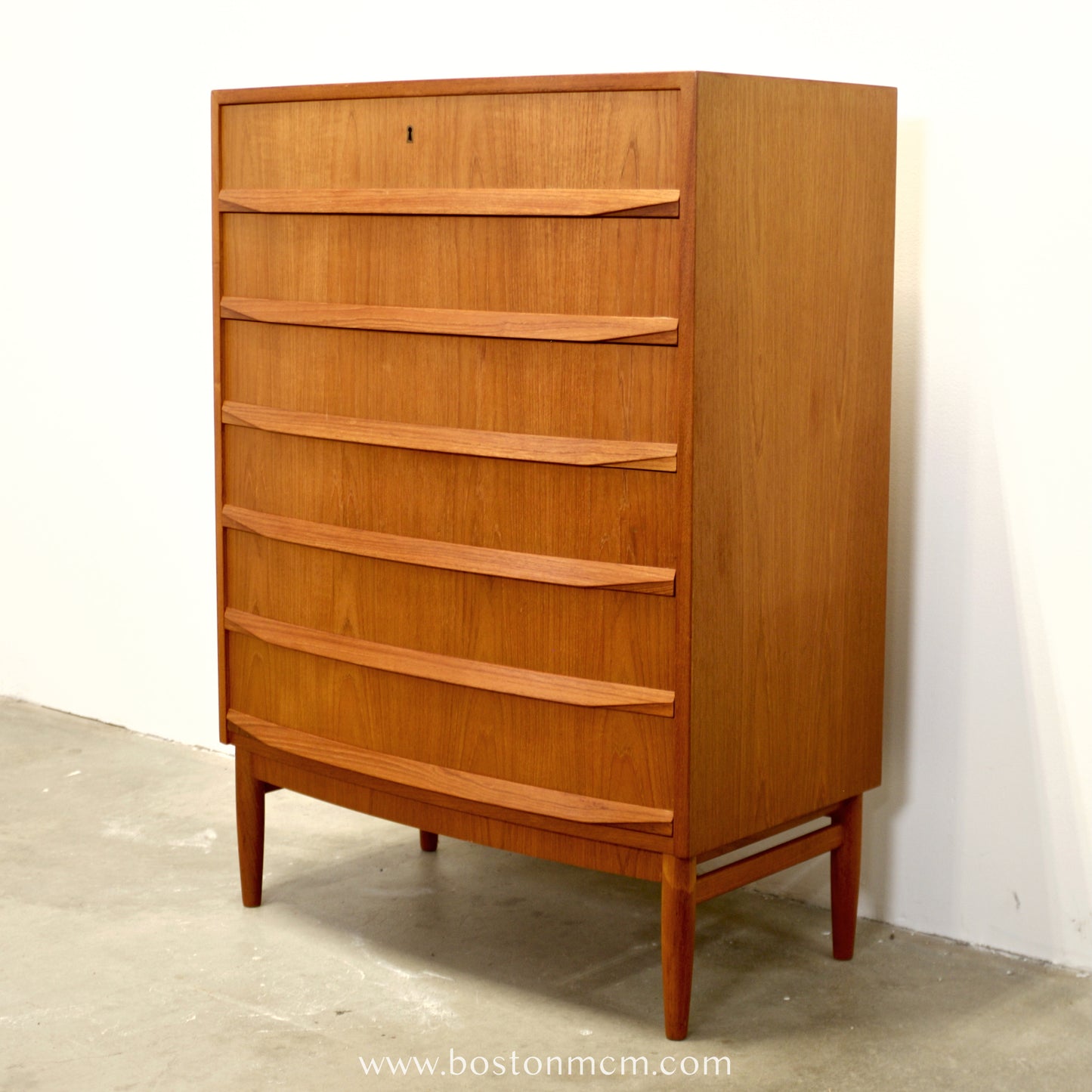 Danish Teak Bow Front Dresser - #A2111