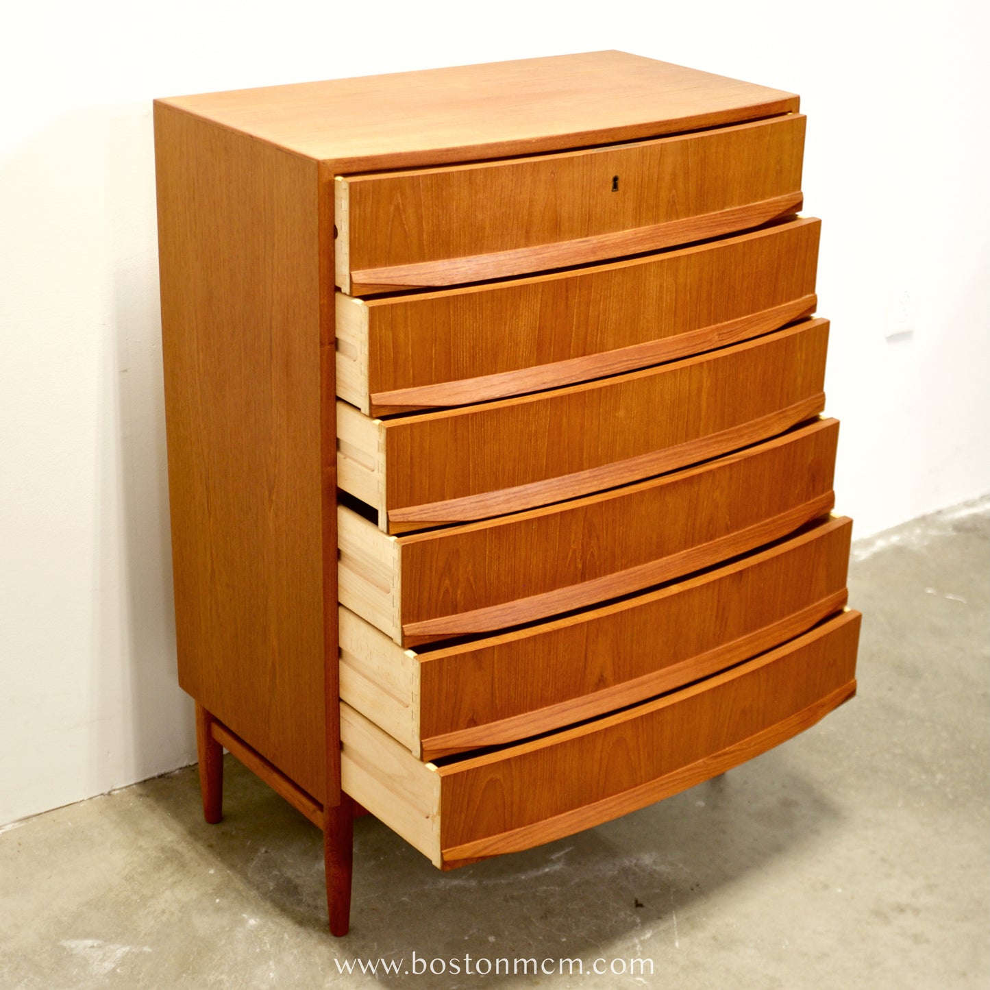 Danish Teak Bow Front Dresser - #A2111