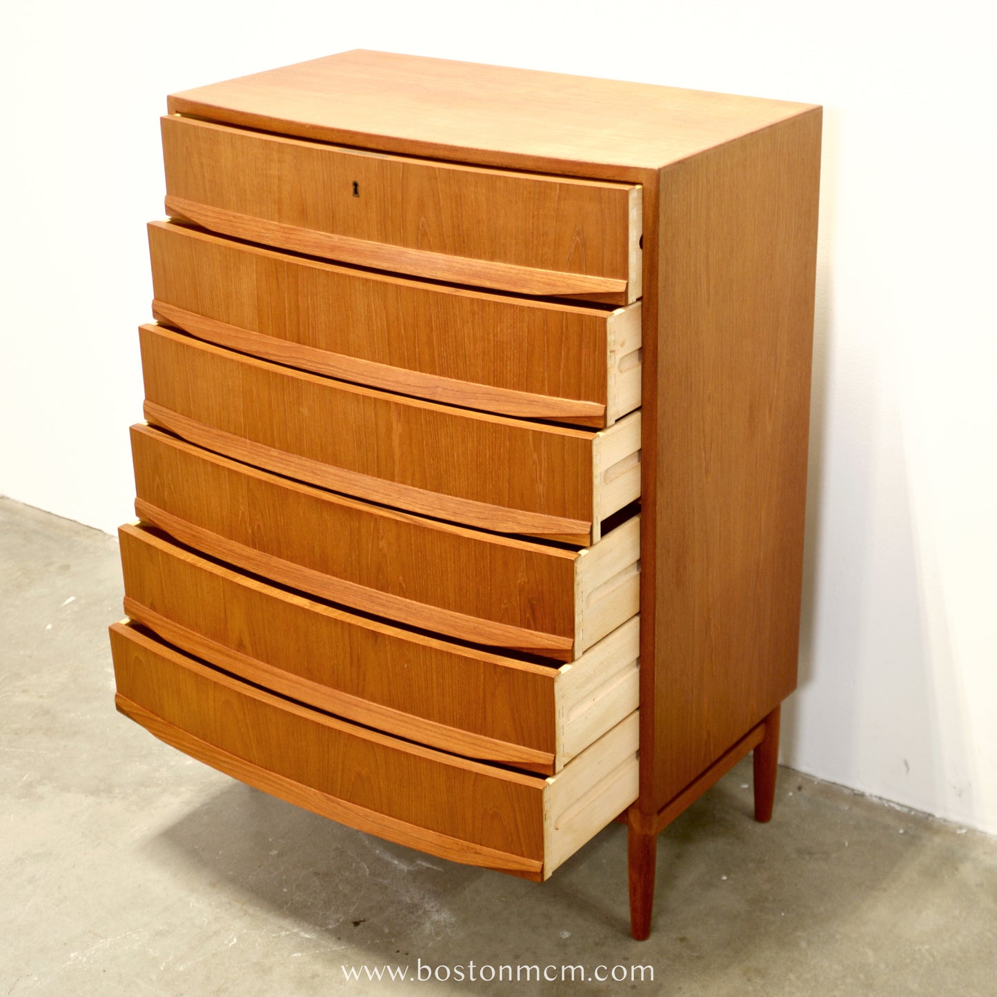 Danish Teak Bow Front Dresser - #A2111