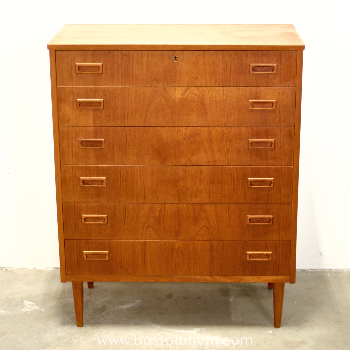Danish Teak Six Drawer Dresser - #A2189