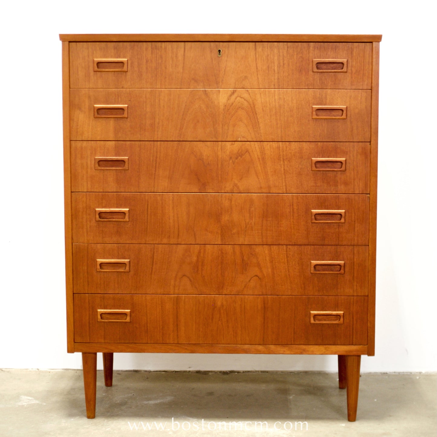 Danish Teak Six Drawer Dresser - #A2189