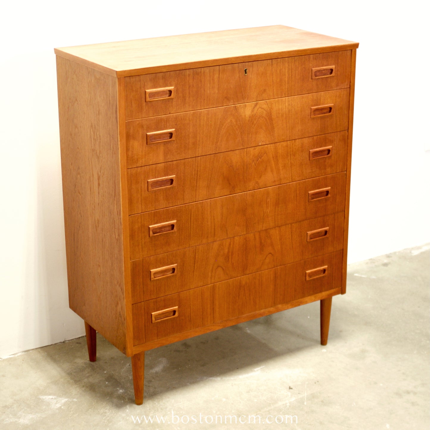 Danish Teak Six Drawer Dresser - #A2189